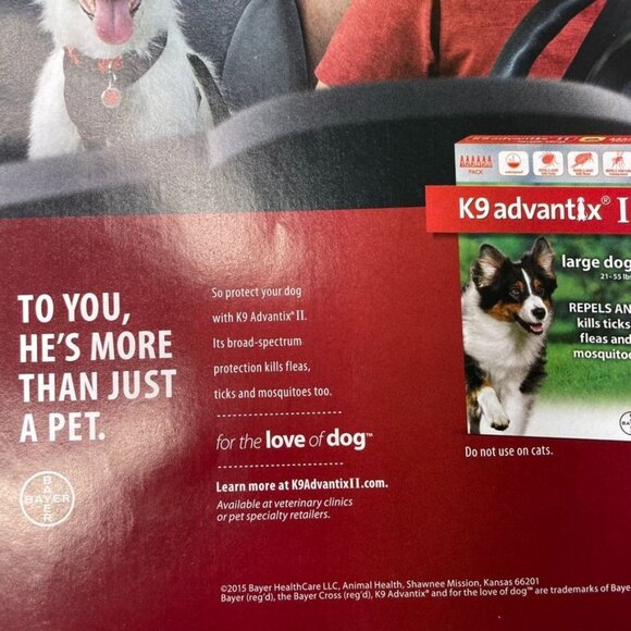 2015 Advantix II Dog Flea Tick Treatment Ad Print Full Page Men u Car White Dog - Picture 4 of 6